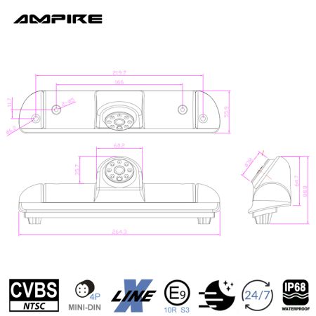 AMPIRE Kamera (CVBS), Fiat Ducato, Citroen Jumper ,Opel Movano C, Peugeot Boxer