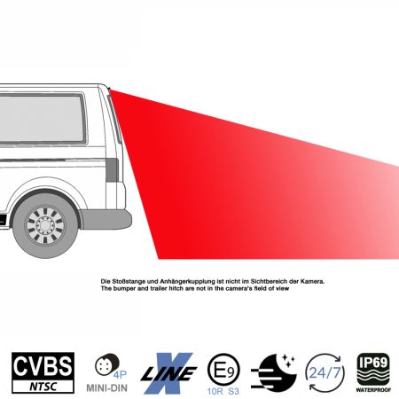 AMPIRE Kamera (CVBS), für VW T5 mit Heckklappe (kein Hochdach)