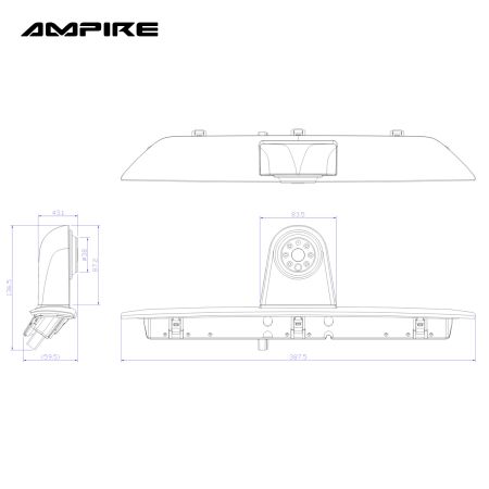 AMPIRE Rückfahrkamera für FORD Transit Bus 7. Generation (Bj. 2014)