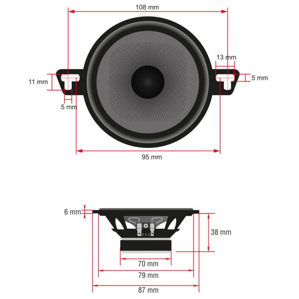 Koaxial-Lautsprecher ohne Gitter, 87mm (Paar)