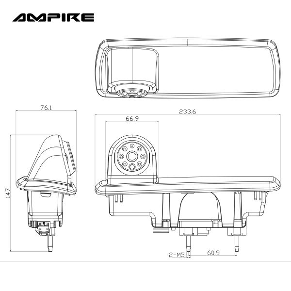 AMPIRE Rückfahrkamera Opel Vivaro B, Renault Trafic, Nissan NV300, Fiat Tal.