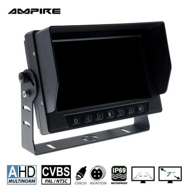 AMPIRE TFT-Monitor 17.8cm (7''), 2 Videoeingänge (AHD/CVBS), wasserdicht IP69