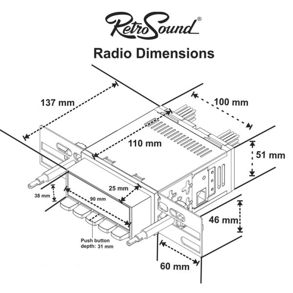 RETROSOUND Radiomodul (UKW/DAB+/BT) inklusive Einbaumaterial und Verkabelung